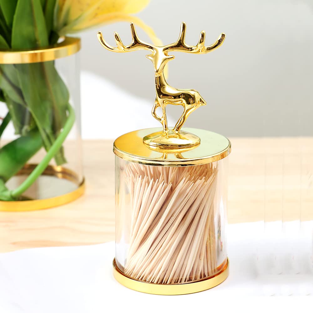 Premium Crystal Glass Toothpick Holder with Lid - Elegant Toothpick Dispenser for Kitchen, Dining Room & Living Room - Perfect for Home, Restaurants & Gifting