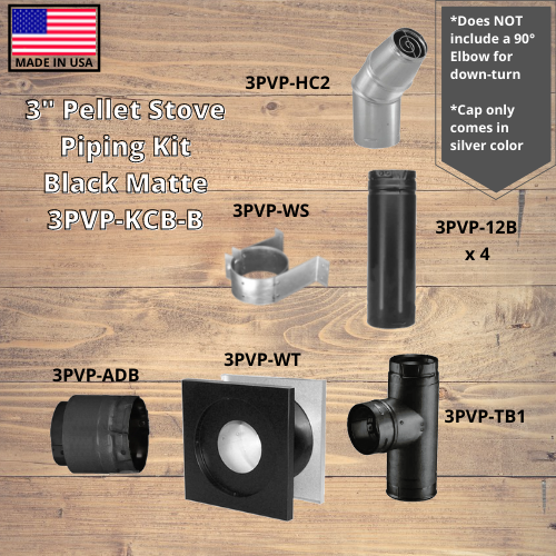 Comfortbilt Duravent 3-Inch Pellet Stove Pipe Kit - Black Matte Finish, No Elbow Included | High-Efficiency Venting for Wood Pellet Stoves | Perfect for Home Heating & Outdoor Use