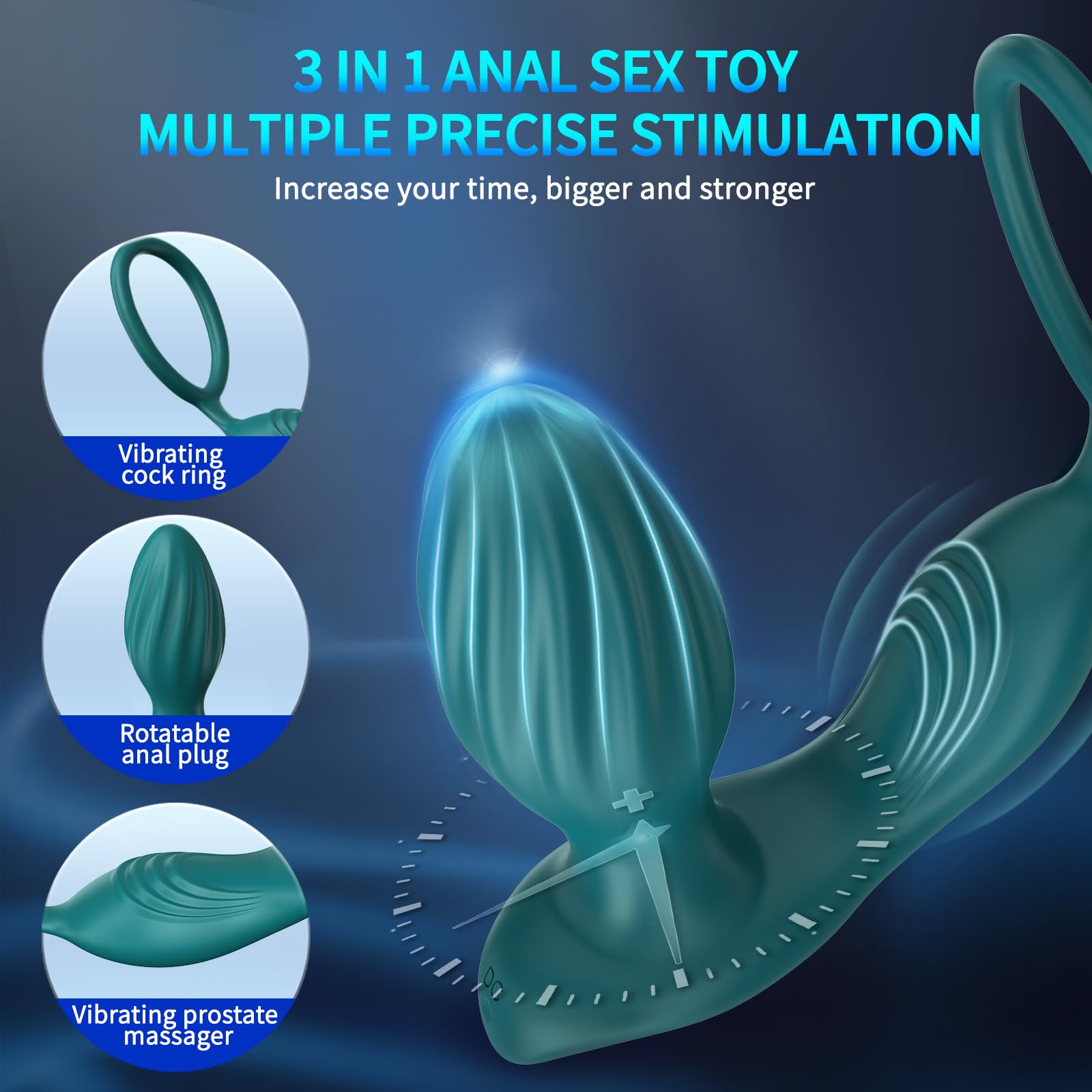 **Remote Control Vibrating Anal Plug & Penis Ring - 9 Powerful Vibration Modes, App-Controlled Prostate Massager for Men & Couples - Perfect for Solo Play, Couples Fun & BDSM Exploration**