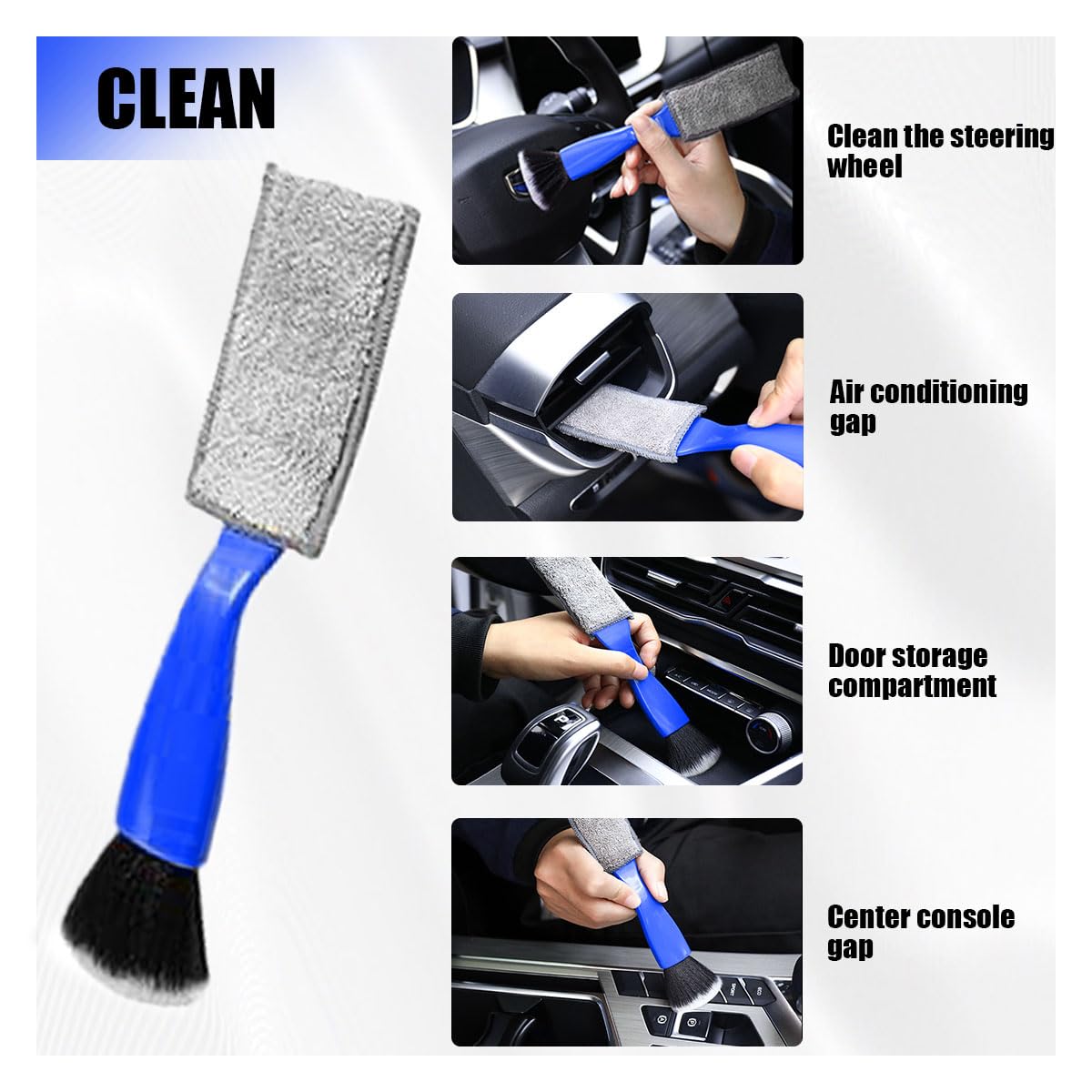 2-in-1 Double Head Car Cleaning Brush - Soft Bristle for Dashboard, Vents & Screens