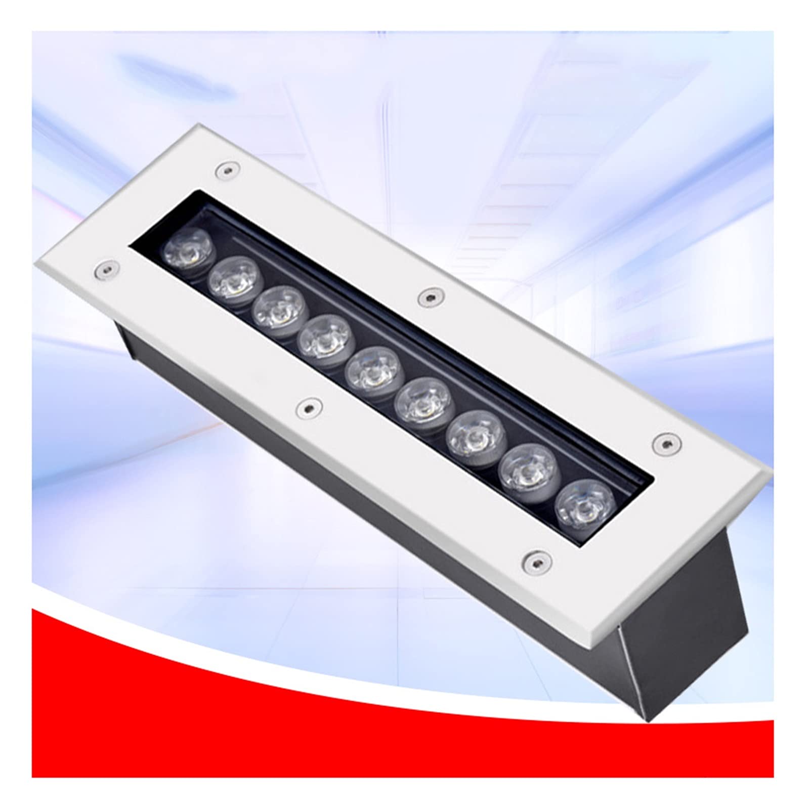 ASPZQ 9W Stainless Steel Waterproof IP65 LED Underground Light - Green Rectangular Recessed Spotlight for Outdoor Stairs, Pathways & Garden Landscaping (12V Low Voltage)