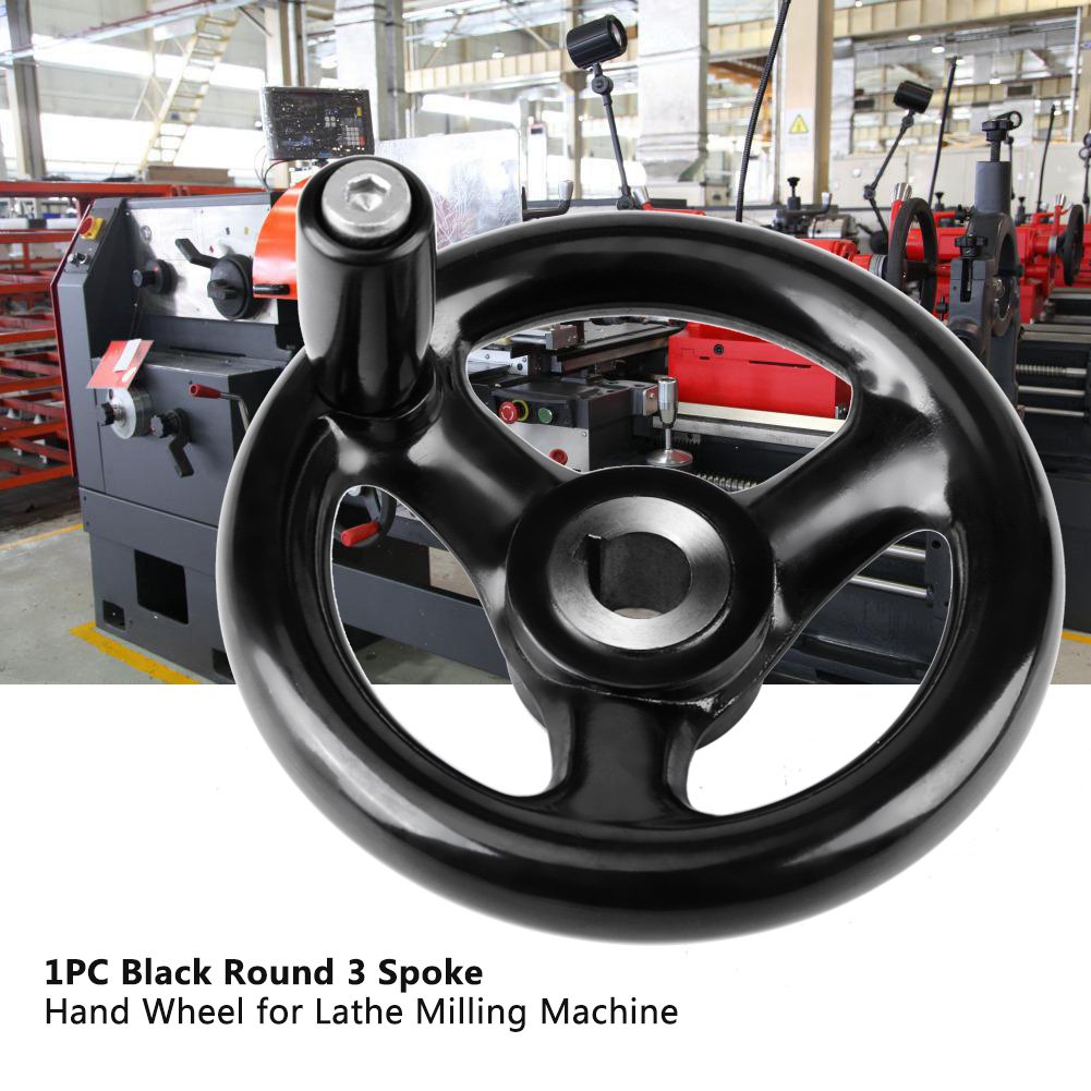 3 Spoke Hand Wheel 12x100mm Black Round Lathe & Milling Machine Replacement Part - Perfect for Precision Machining, Metalworking & DIY Projects
