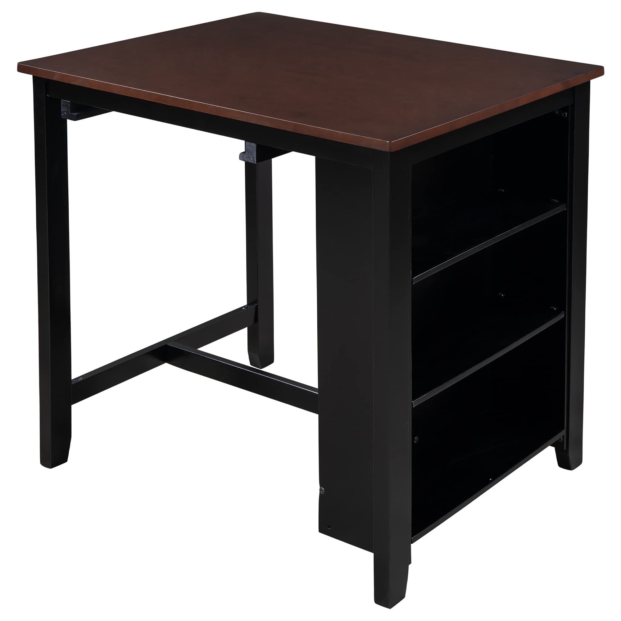 Compact 3-Piece Wooden Counter Height Dining Set with 2 Suspended Stools & 3-Tier Storage, Perfect for Small Spaces, Kitchen Nooks, and Cozy Apartments