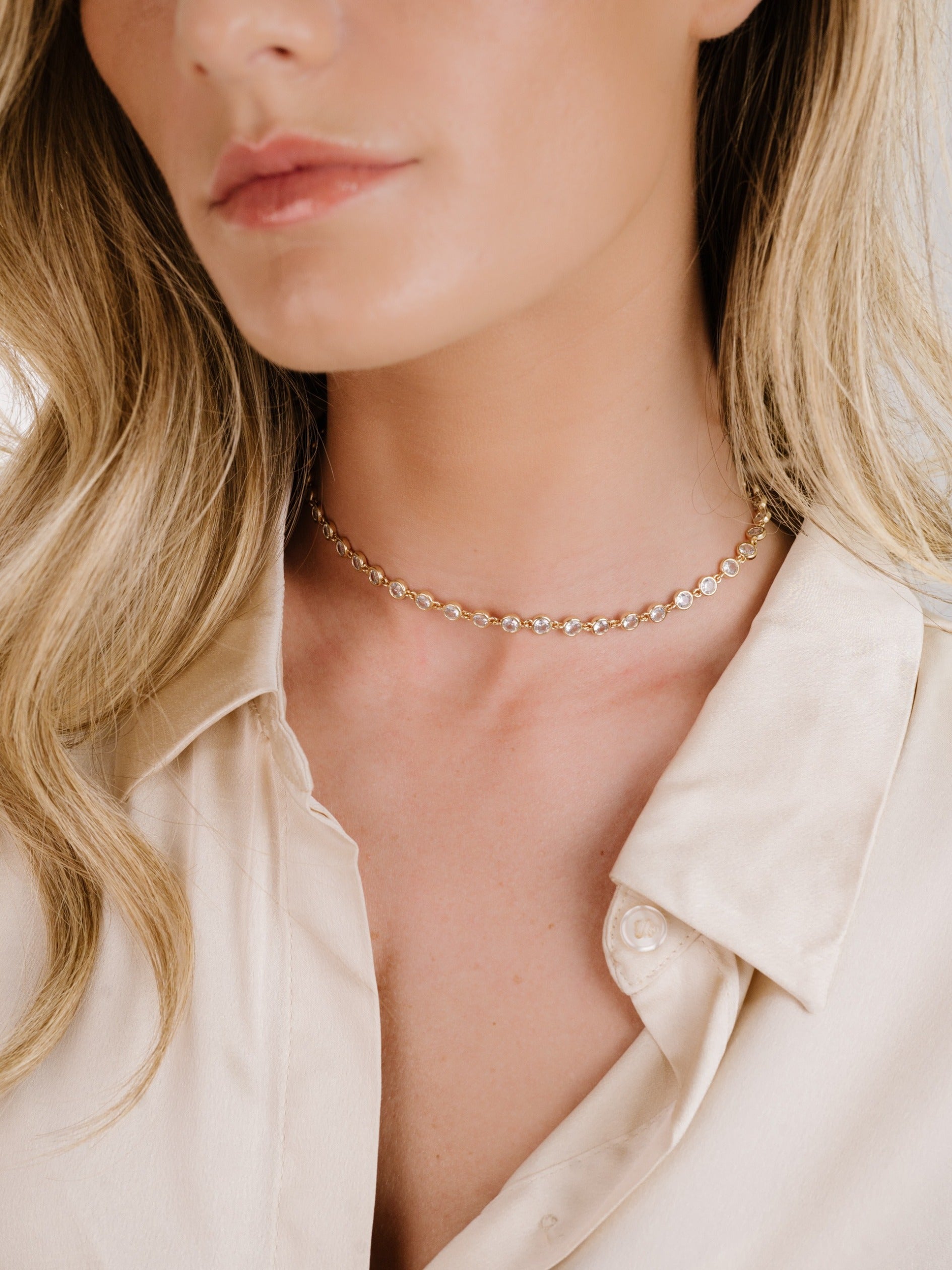 Elegant Crystal Disc & Link Necklace for Women | Trendy Layered Chain Jewelry for Daily Wear & Special Occasions