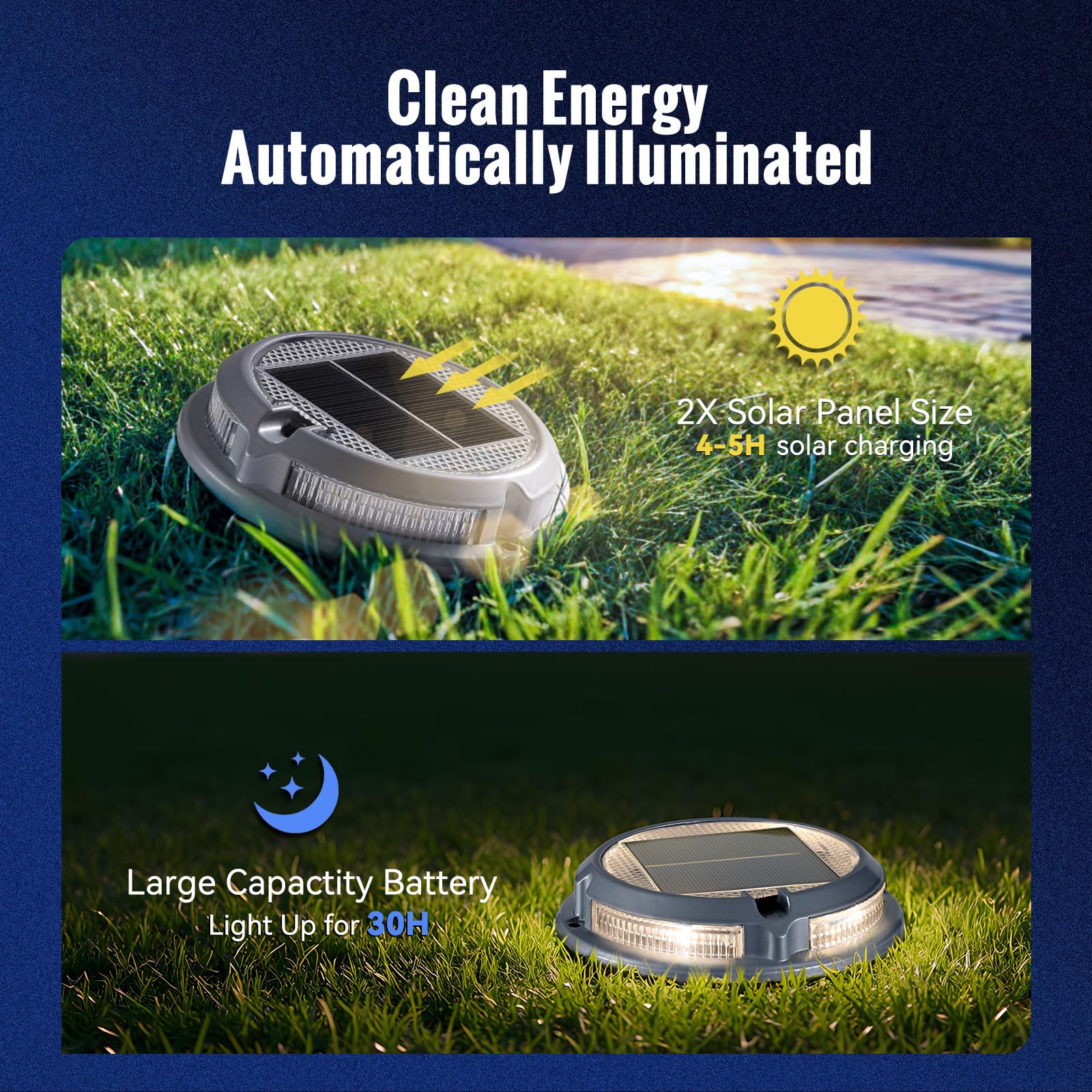 12 Pack Solar Driveway Lights Outdoor - Waterproof IP68 RGB Solar Deck Lights with 3 Dynamic Modes for Driveway, Stairs, Boat Dock, Garden & Walkway Lighting | Perfect for Night Safety & Landscape Decoration