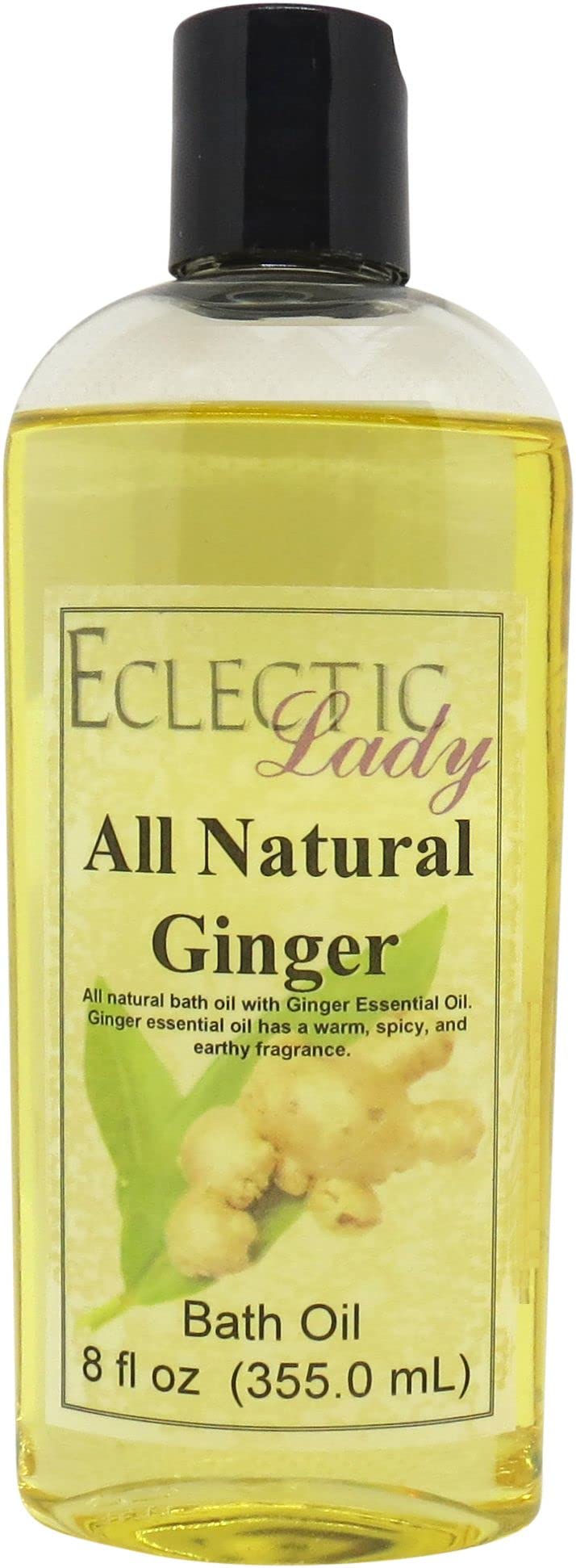 Eclectic Lady Ginger Scented Bath Oil - Relaxing & Moisturizing Body Oil for Dry, Rough & Sensitive Skin - Daily Nourishing Shower Oil (8 oz) - Perfect for Stress Relief, Aromatherapy & Self-Care Rituals