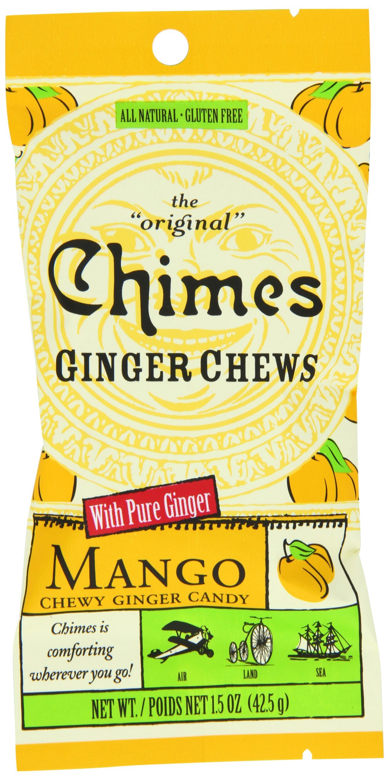 Organic Ginger Chews Candy - Mango Flavor, 1.5oz Pack | Natural Digestive Aid & Motion Sickness Relief | Perfect for Travel, Nausea Relief & Healthy Snacking