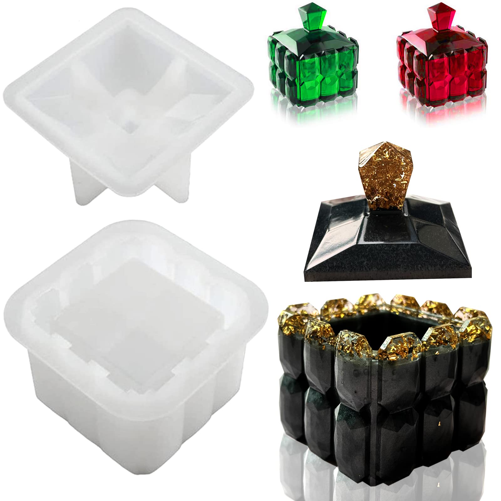 Epoxy Resin Jar Molds with Lids - Silicone Jewelry Storage Box Molds for Trinket Organizer, DIY Resin Casting Containers - Perfect for Home Decor, Craft Projects & Gift Packaging