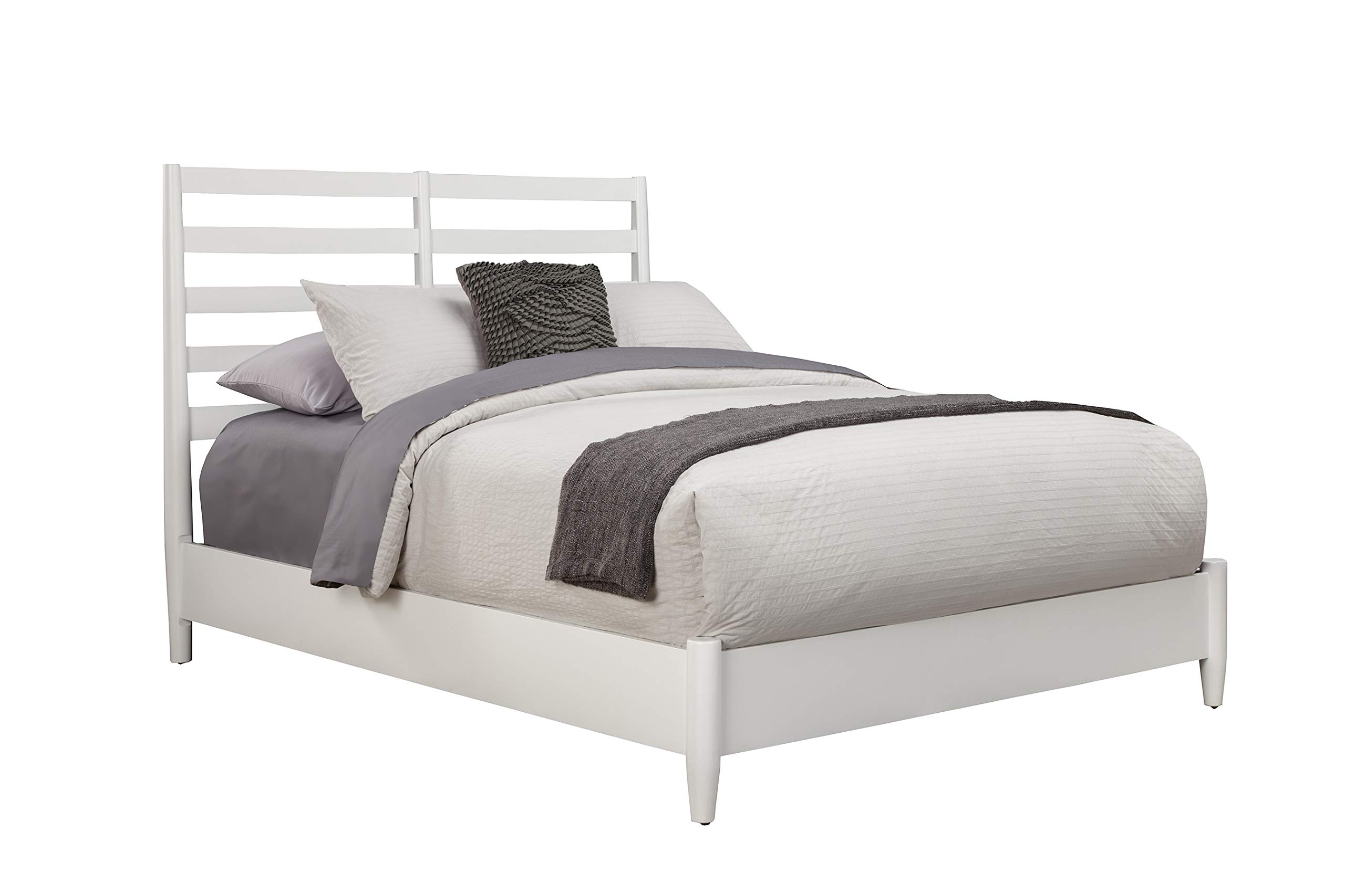 Alpine Furniture Flynn Full-Size Platform Bed Frame in White - Modern Minimalist Bedroom Furniture for Small Spaces & Apartments
