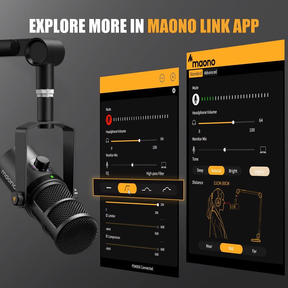 MAONO PD400X Professional Dynamic Podcast Microphone & AU-MH601 Studio Monitor Headphones Bundle - Perfect for Podcasting, Live Streaming, Music Recording, YouTube Videos & Home Studio Setup