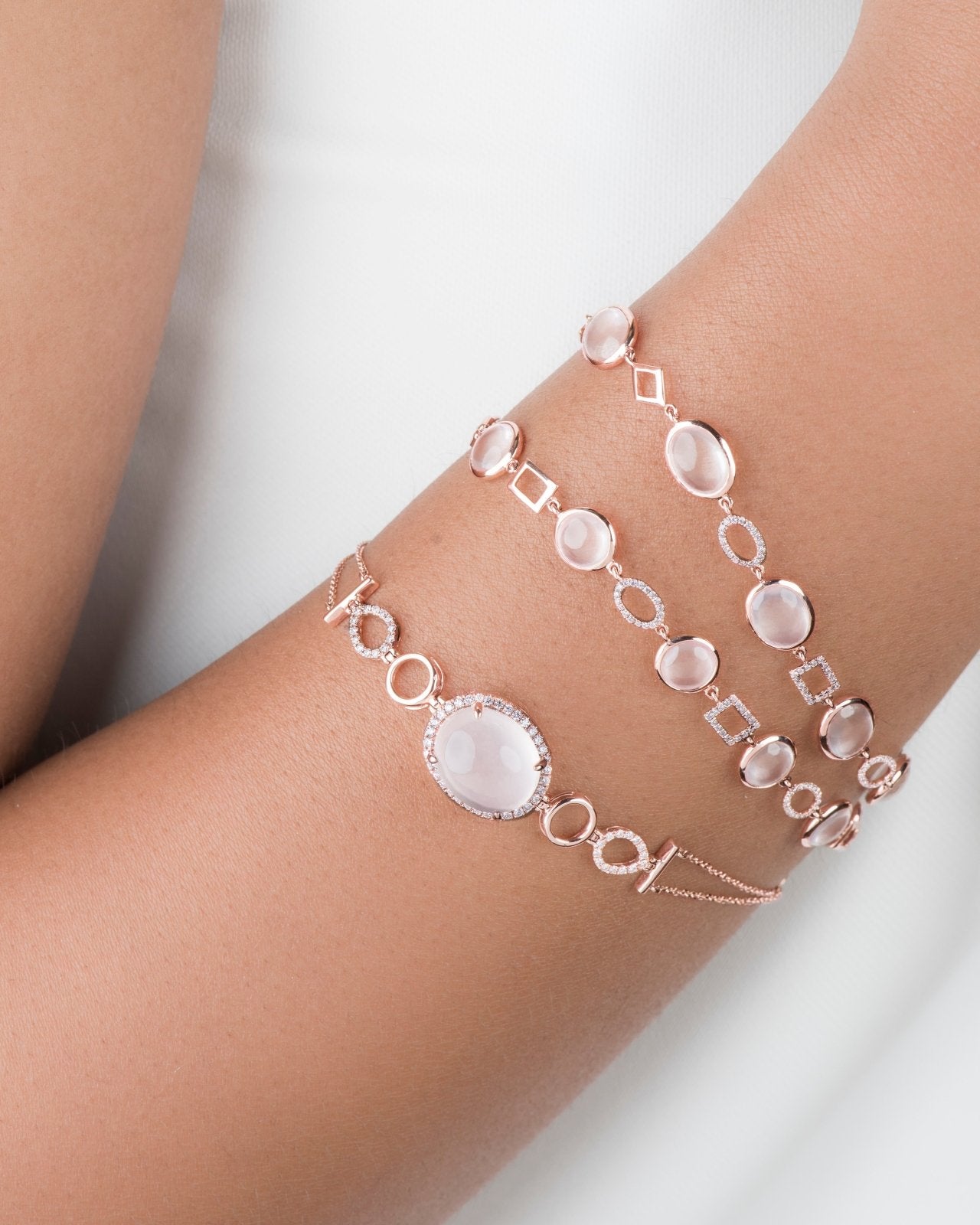 14K Rose Gold Rose Quartz & Diamond Infinity Bracelet - Elegant Heirloom Jewelry for Women, Perfect for Anniversaries, Weddings & Special Occasions