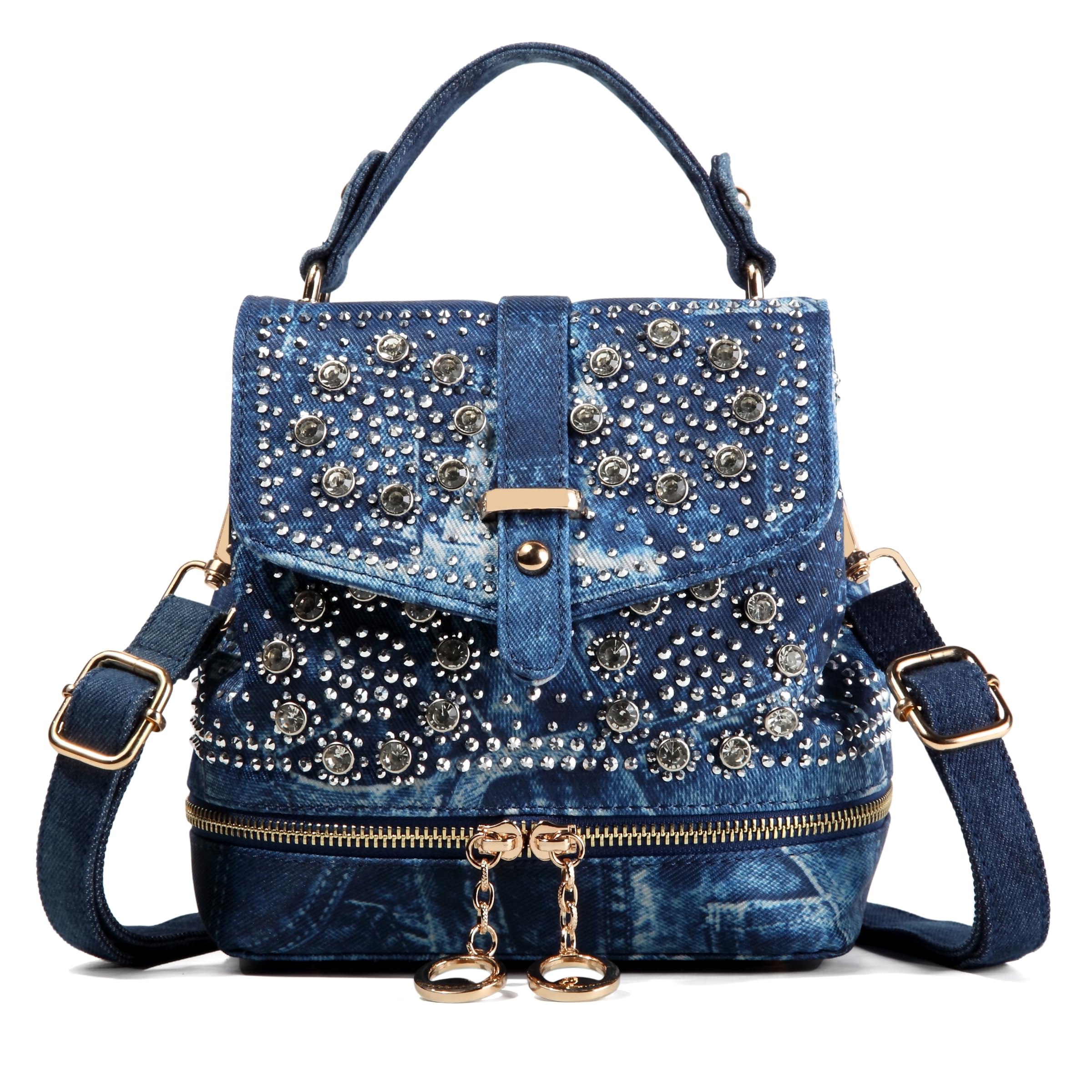 Sparkling Rhinestone Backpack Purse for Women - Mini Crossbody Bag for Party & Travel