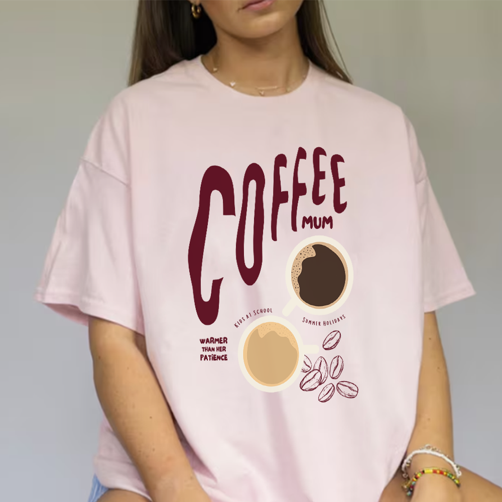 Funny Coffee Mom Graphic Oversized T-Shirt - Comfortable Cotton Tee for Women - Perfect for Casual Wear, Mother's Day Gifts & Coffee Lovers