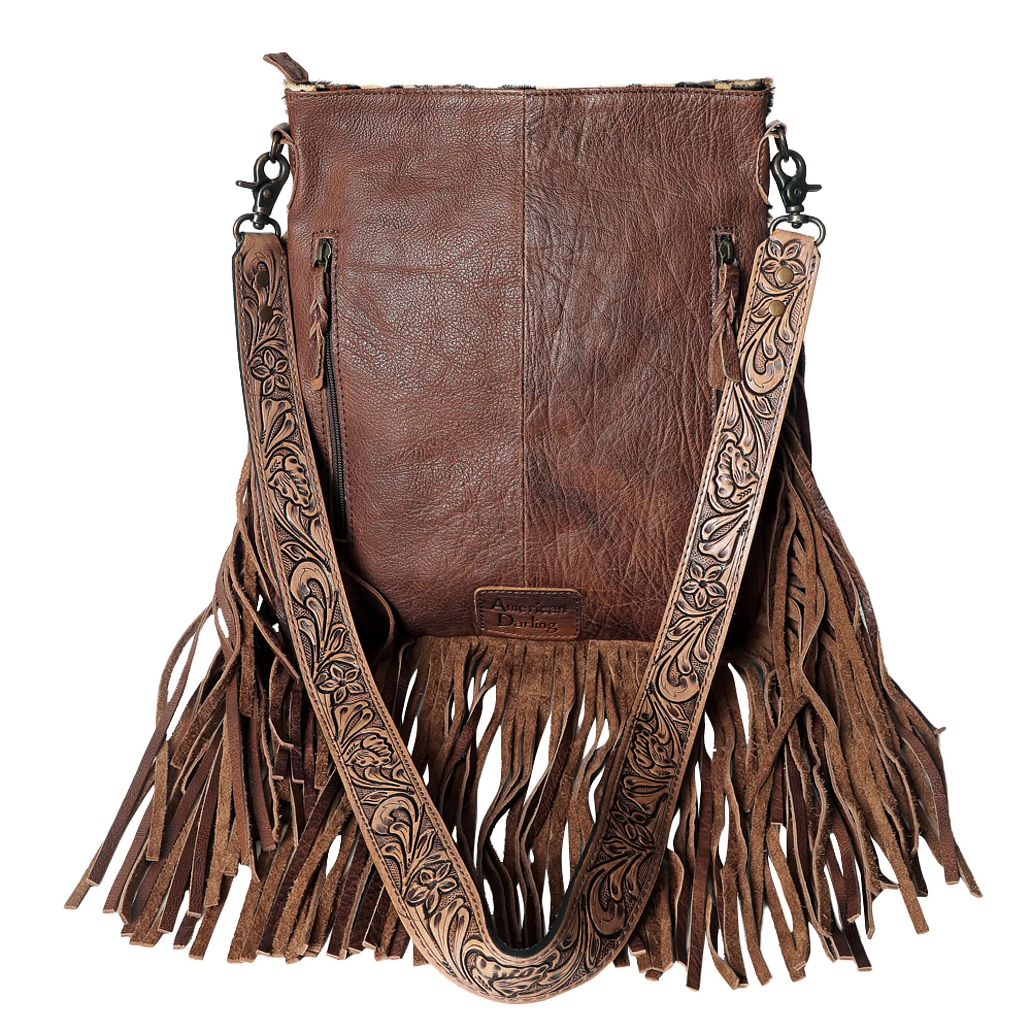American Darling Women's Concealed Carry Crossbody Purse - Hand Carved Leather Fringe Western Handbag for CCW | Perfect for Everyday Carry, Western Fashion & Concealed Carry Lifestyle
