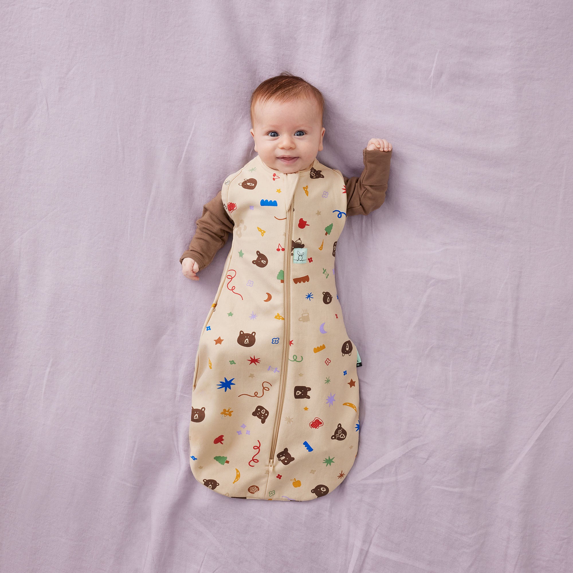 ErgoPouch Cocoon Zip Swaddle Bag 1.0 TOG - Teddy Bear Party Design | Baby Sleep Sack for Newborns & Infants | Perfect for Nursery, Bedtime & Travel