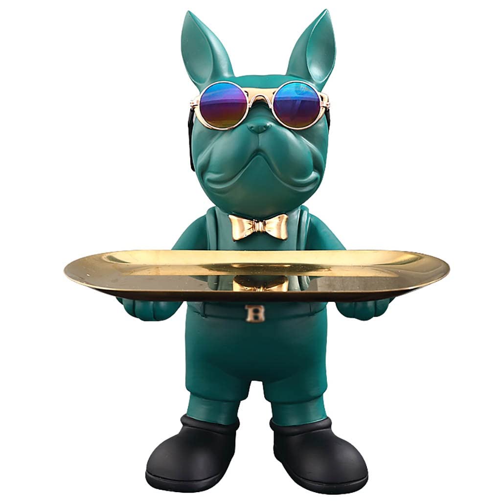 French Bulldog Decorative Tray - Multifunctional Trinket Dish, Jewelry Holder & Piggy Bank | Green Home Office Desk Organizer for Snacks, Coins & Accessories | Perfect for Living Room, Bedroom & Gift Giving (Size B)