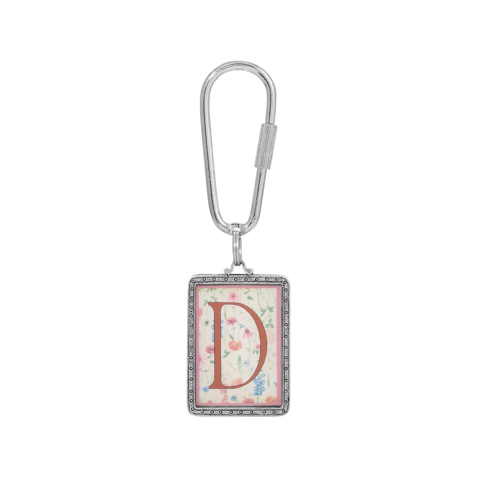1928 Personalized Pink Floral Initial Carabiner Keychain - Custom Monogram Key Ring for Women, Gifts, Backpacks & Travel Accessories | Ideal for Everyday Use, Gifts & Key Organization