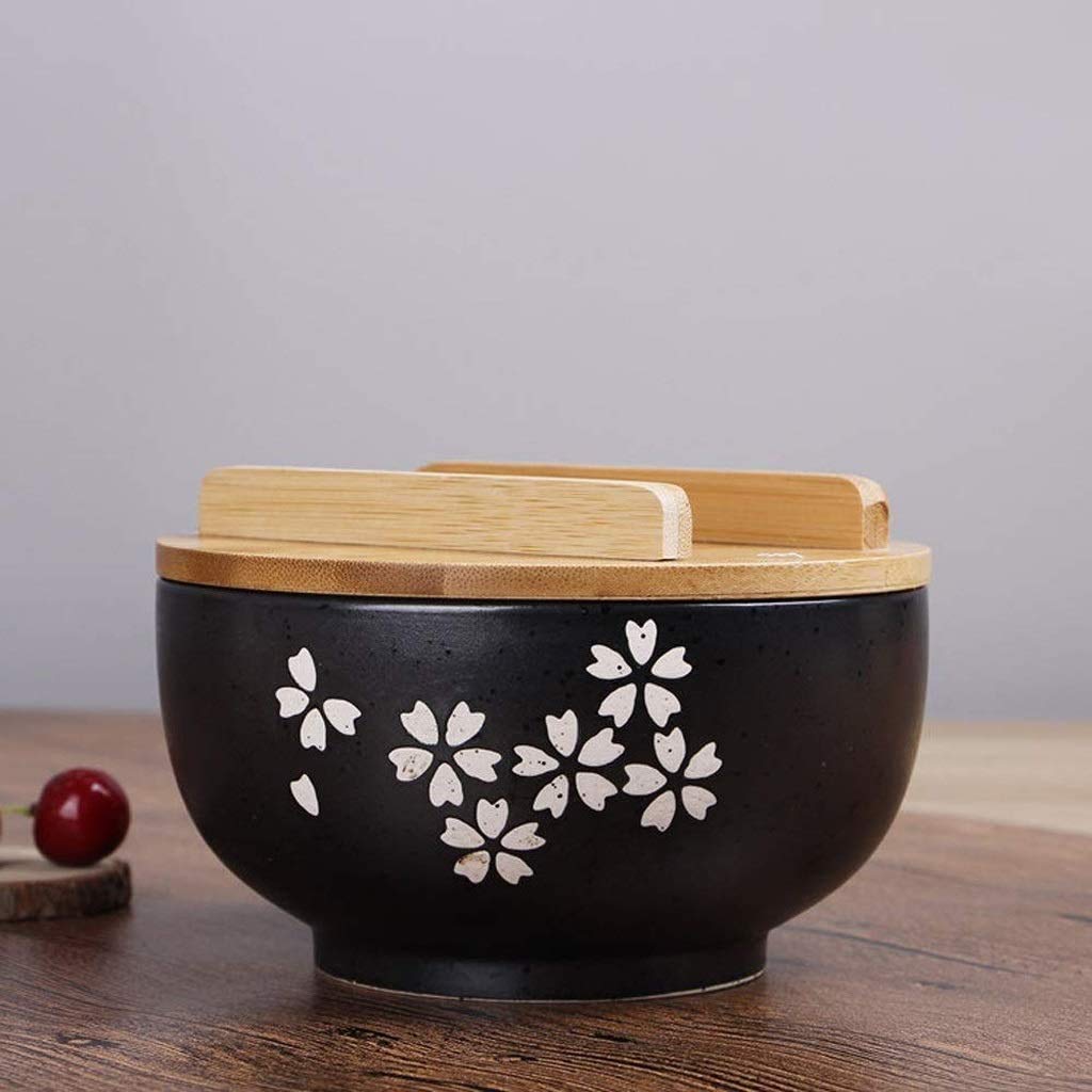 Premium Japanese Black Ceramic Ramen Bowls - 8.5