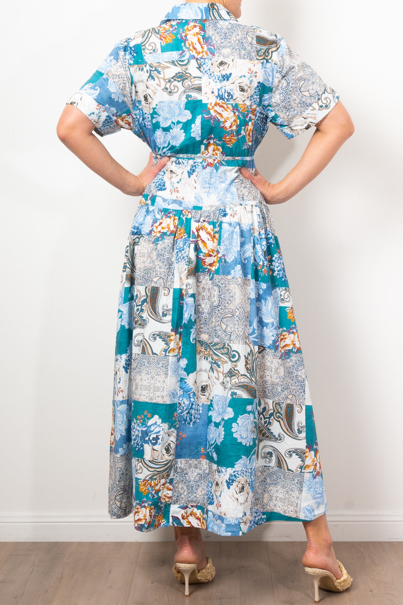 Kinney Maeve Patchwork Maxi Dress for Women | Bohemian Floral Print Long Dress | Perfect for Summer Vacations, Beach Parties & Casual Outings