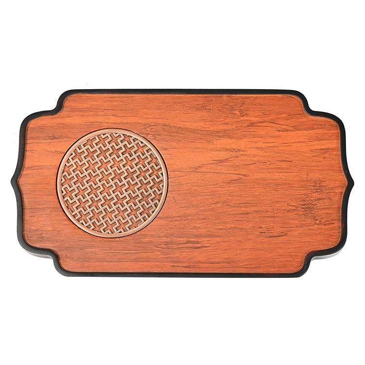 Premium Hollow Metal Stand Bamboo Tea Tray - Durable & Stylish Tea Serving Tray for Matcha, Chinese Tea Ceremony, or Office Tea Break - Perfect for Home, Zen Decor, or Gift Giving