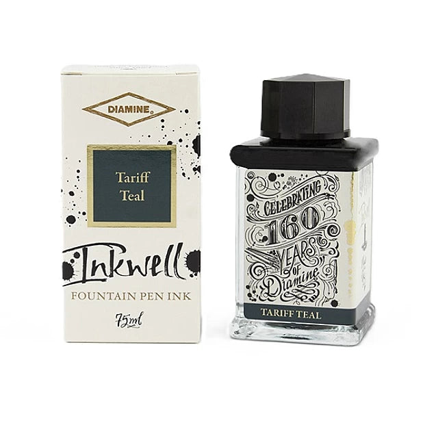 Premium Diamine Inkwell Fountain Pen Ink - 75ml Bottle in Tariff Teal - Ideal for Calligraphy, Journaling & Artistic Writing