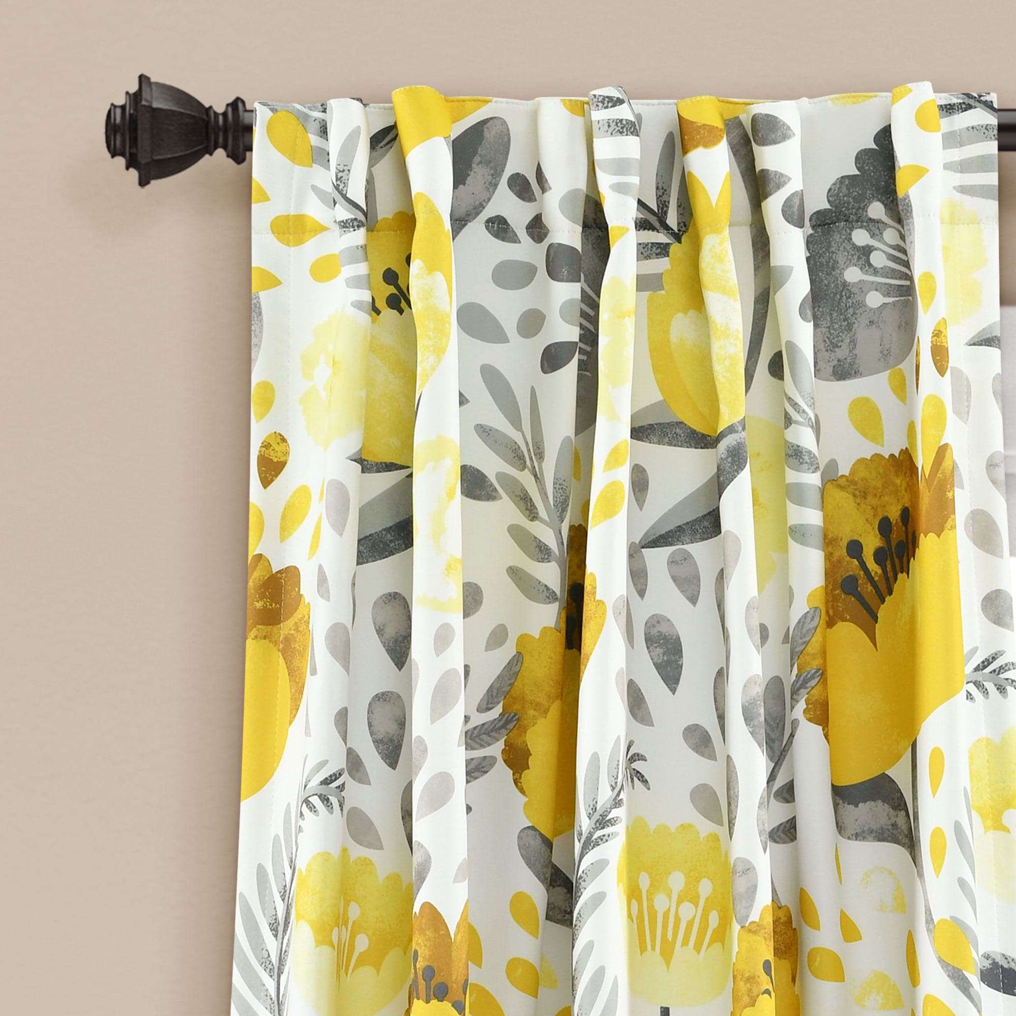 Poppy Garden Light Filtering Window Curtain Panel Set - Floral Sheer Drapes for Living Room & Bedroom - Soft Sunlight & Privacy Protection