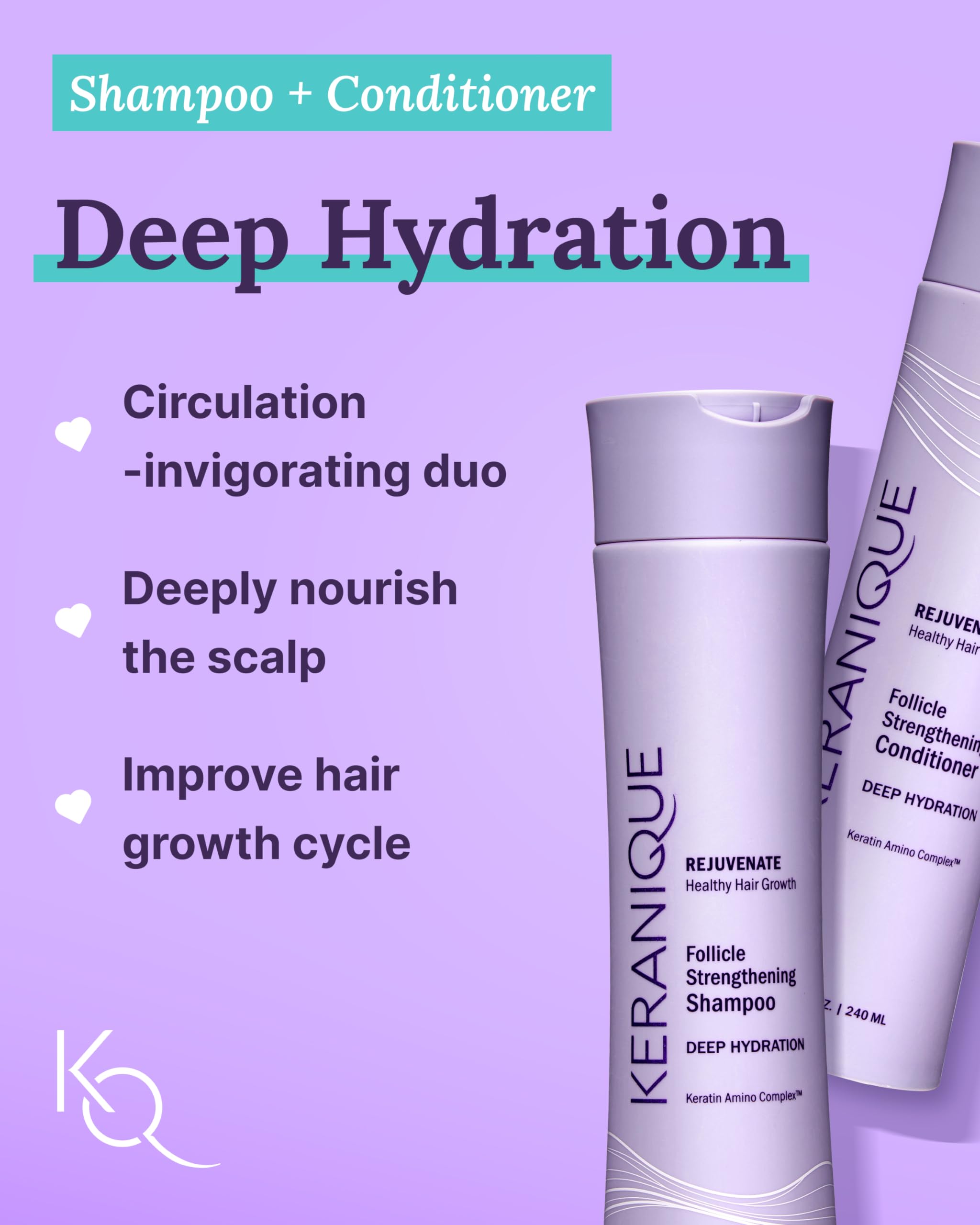 Keranique Hair Growth Treatment for Women - Minoxidil Regrowth System with Hydrating Shampoo & Conditioner + Volumizing Spray | Effective Hair Loss Solution for Thinning Hair | Perfect for Daily Use & Salon-Quality Results at Home
