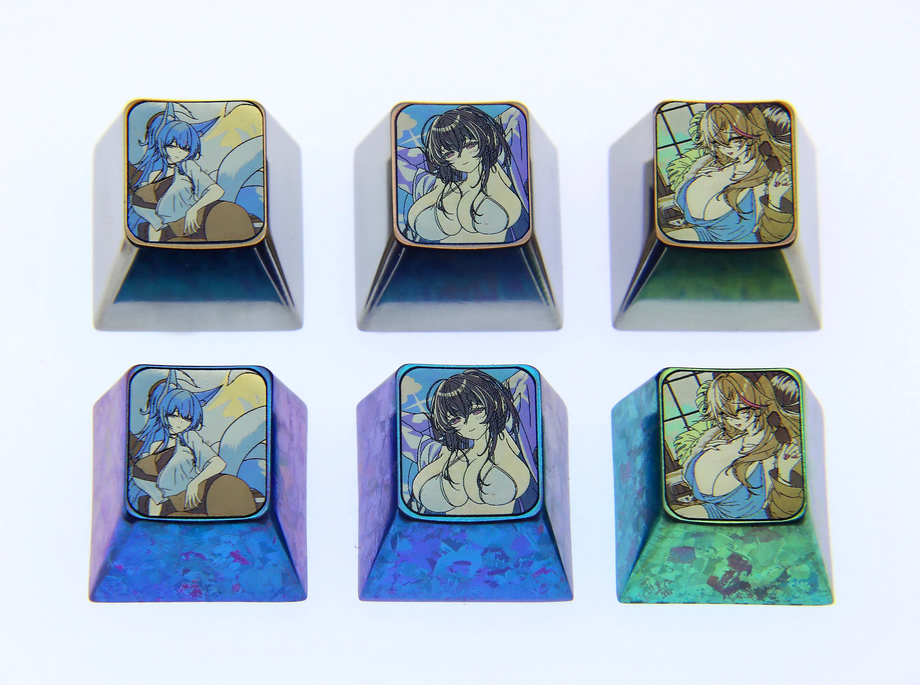 Azur Lane Anime Game Keycaps - 1U Titanium Alloy Personalized Keycaps for Mechanical Keyboards - Durable Metal Gaming Accessories for PC, Laptop, and Custom Keyboard Enthusiasts