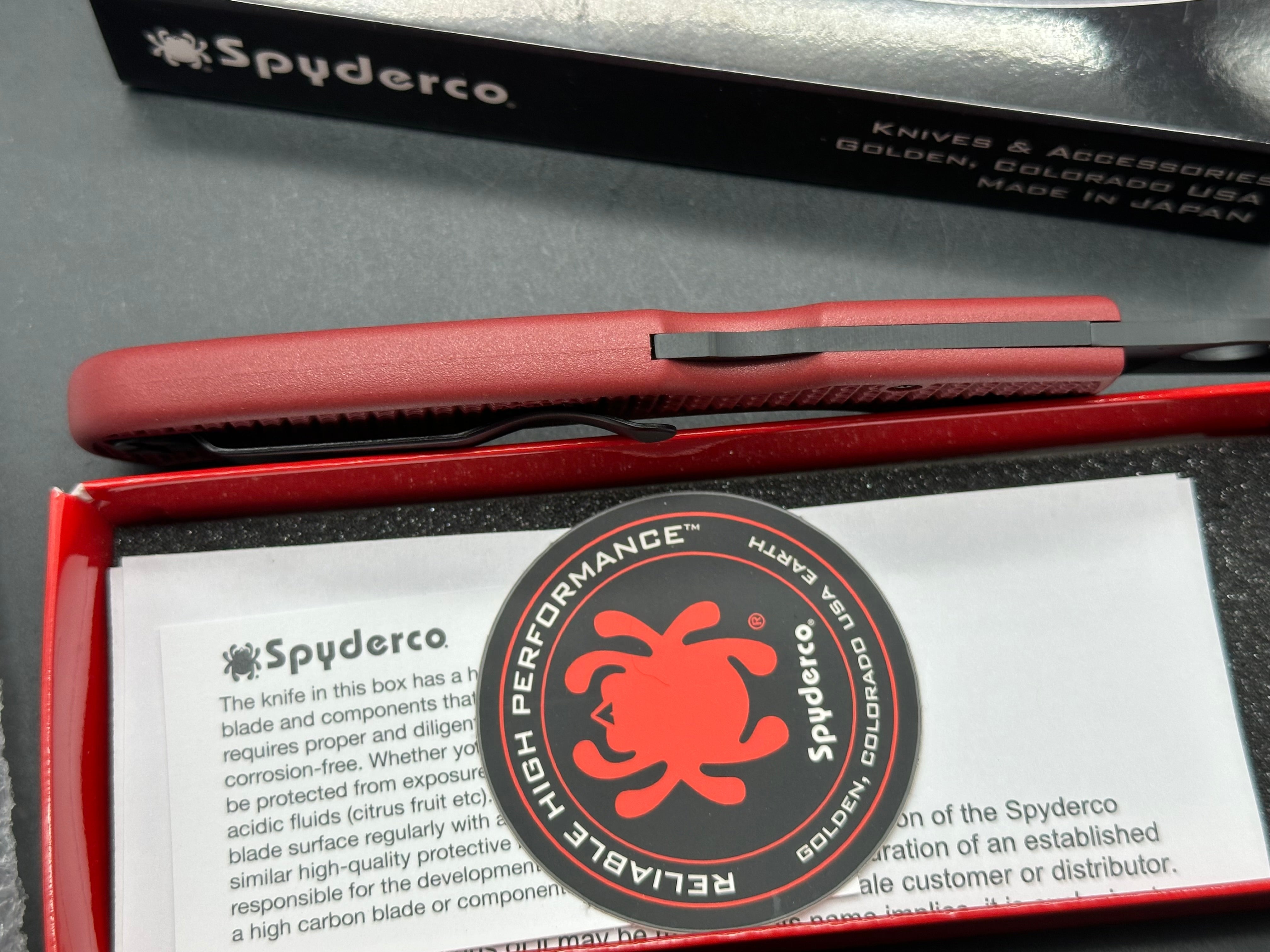 Spyderco Goddard Folding Knife - New in Box, Red FRN Handle, CPM-4V Steel Blade - Perfect for EDC, Camping & Outdoor Adventures