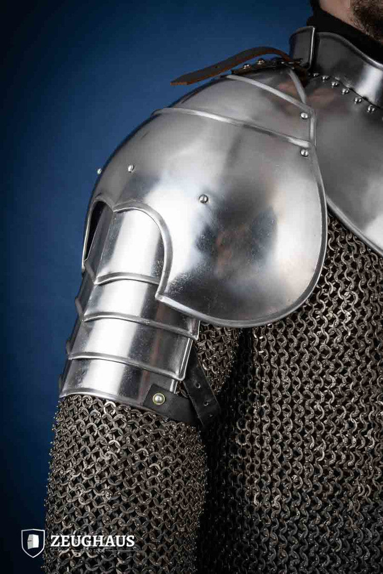 Polished Knight Pauldron - Medieval Armor Shoulder Plate for LARP, Cosplay & Renaissance Fairs | Authentic Costume Accessory for Historical Reenactments
