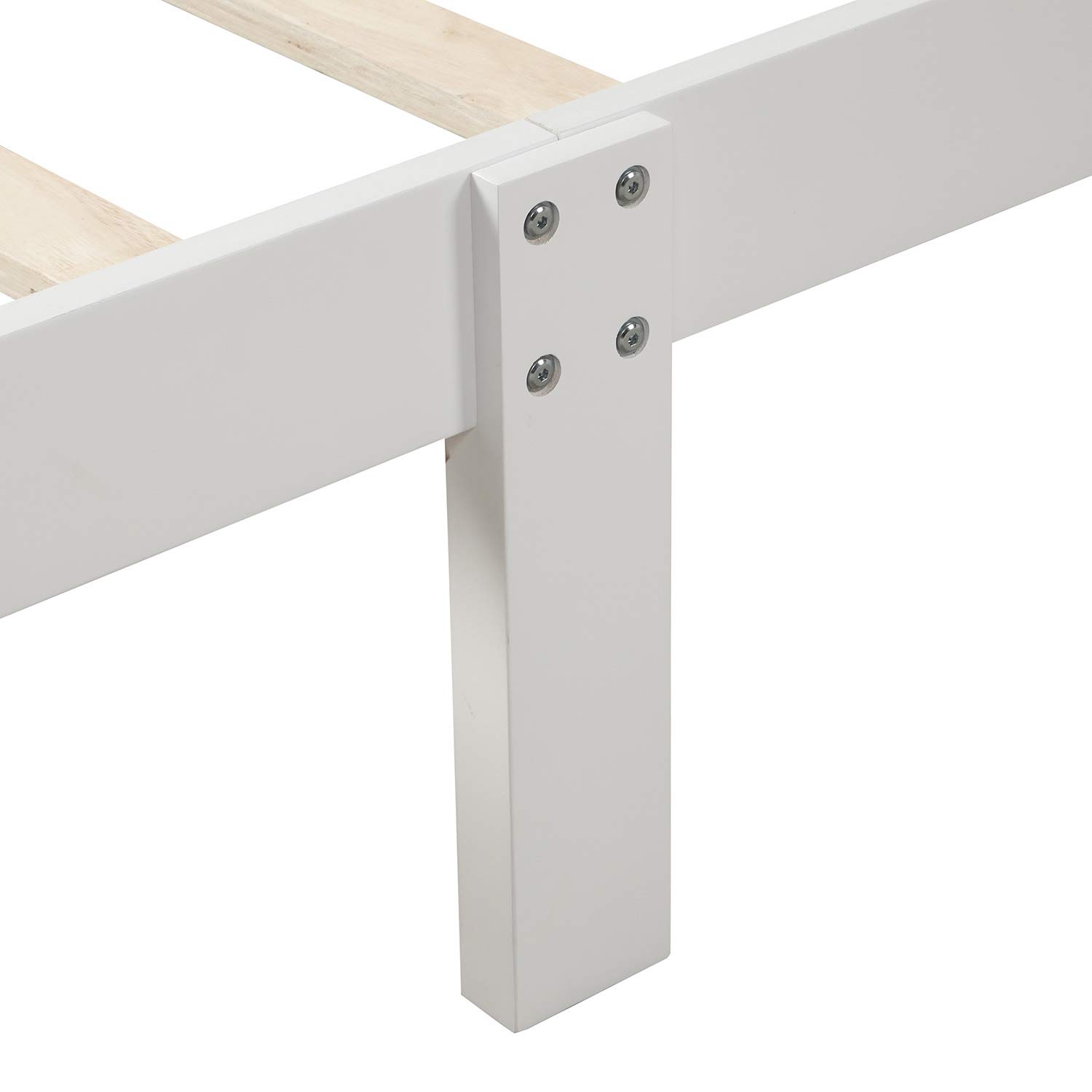 SOFTSEA Twin Size Wooden Platform Bed Frame with Headboard & Footboard - Sturdy Wood Slat Support - White - Perfect for Kids' Rooms, Guest Bedrooms & Small Spaces