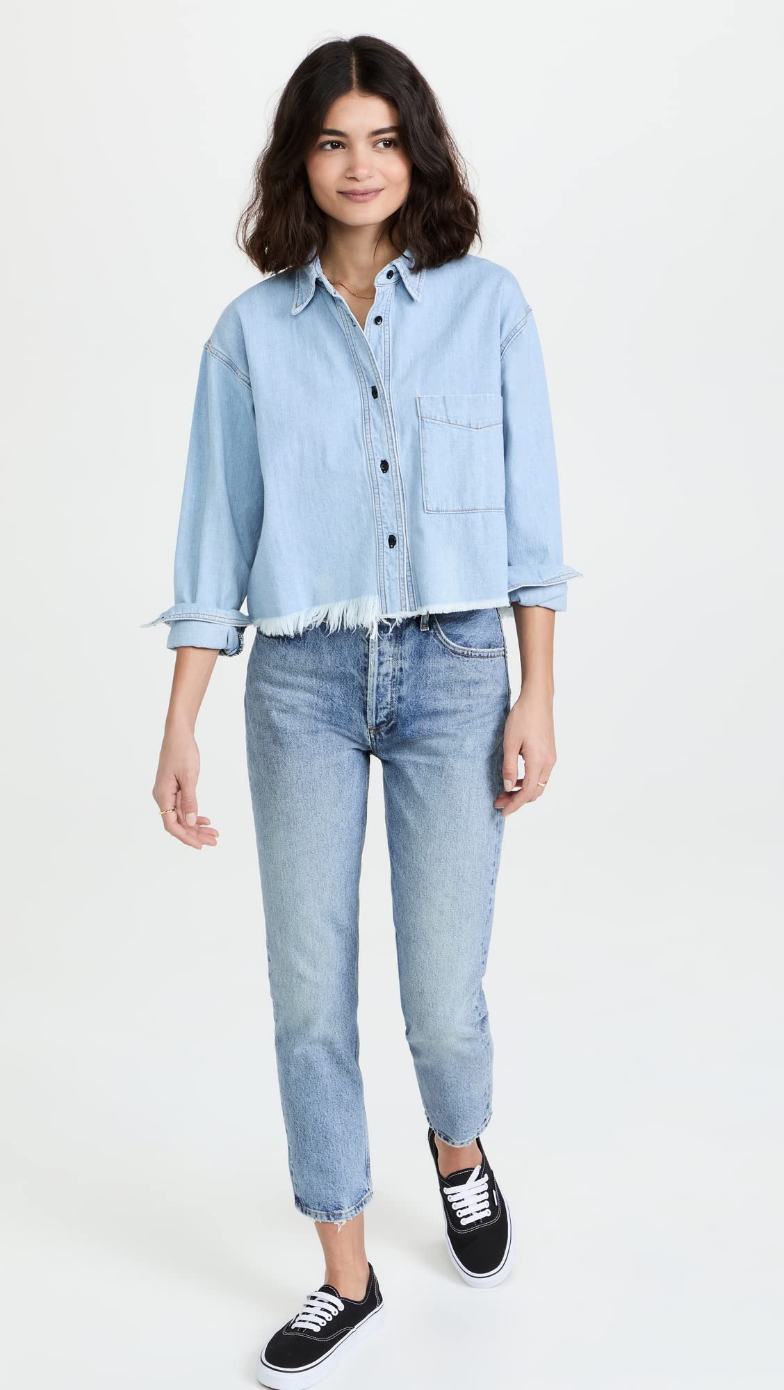 Stylish Women's Denim Shirt - Casual Button Down Long Sleeve Top for Everyday Wear | Perfect for Layering, Office Outfits & Weekend Brunch