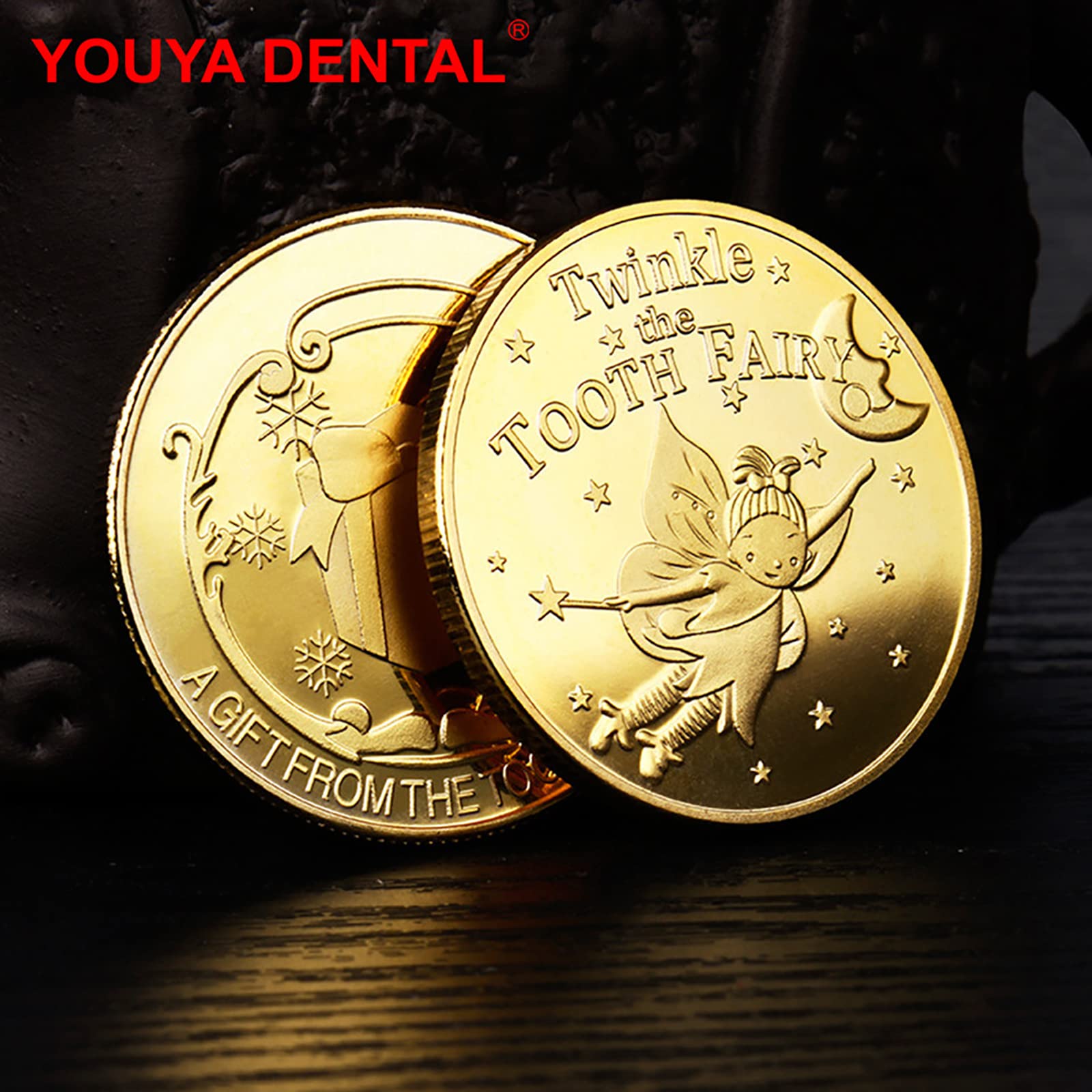 10PCS Tooth Fairy Coins - Golden Plated Metal Coins for Lost Teeth Reward, Kids Tooth Change Souvenir & Dentist Gifts | Perfect for Christmas, Tooth Fairy Traditions & Dental Office Rewards