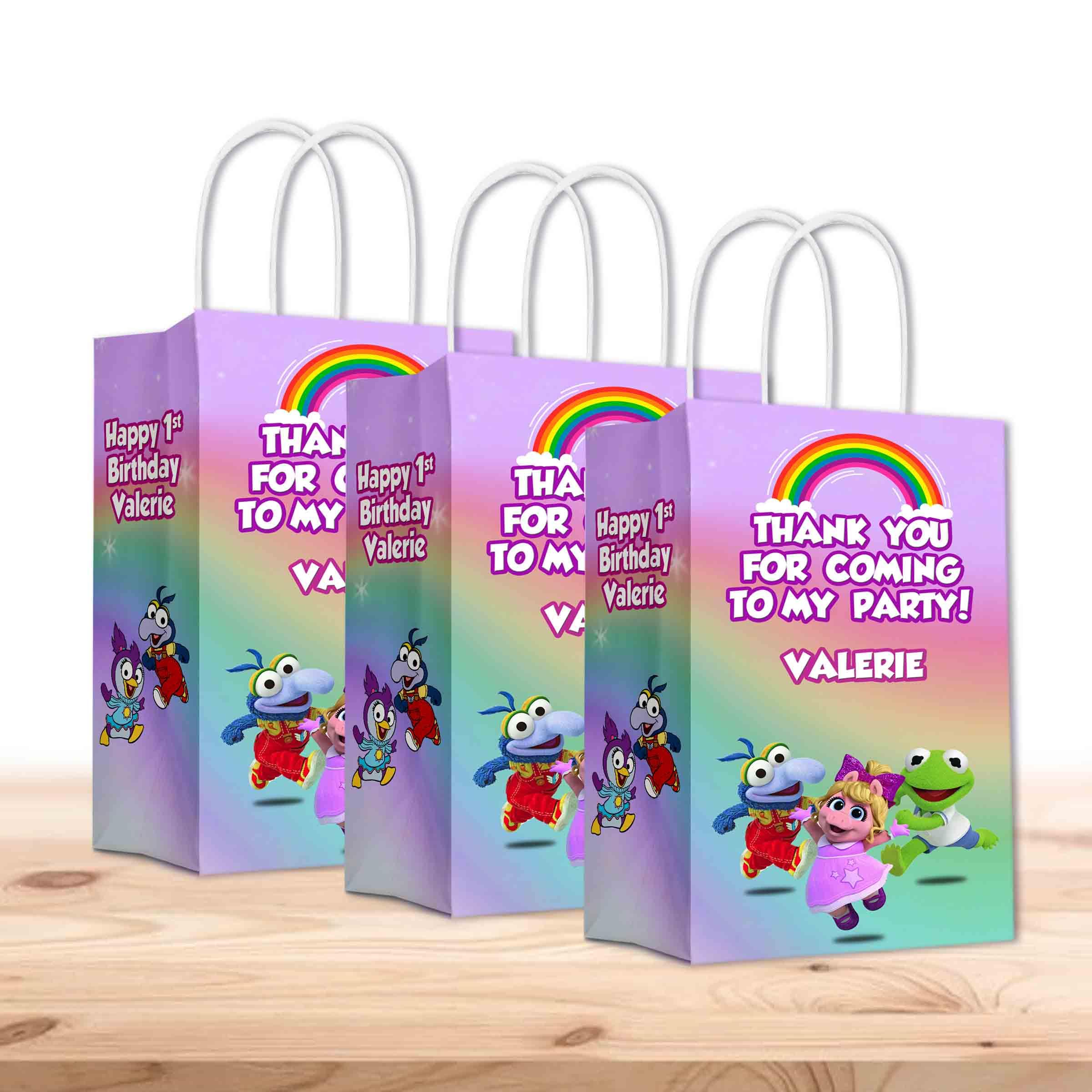 Muppet Babies Party Favor Bags with Handles - 12 Pack Kids Birthday Gift Bags for Goodie Bags, Party Supplies, and Favor Distributions