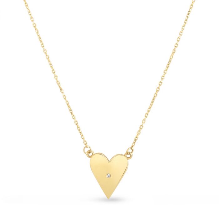 14K Yellow Gold Elongated Diamond Heart Pendant Necklace for Women - Elegant Valentine's Day Gift & Anniversary Jewelry