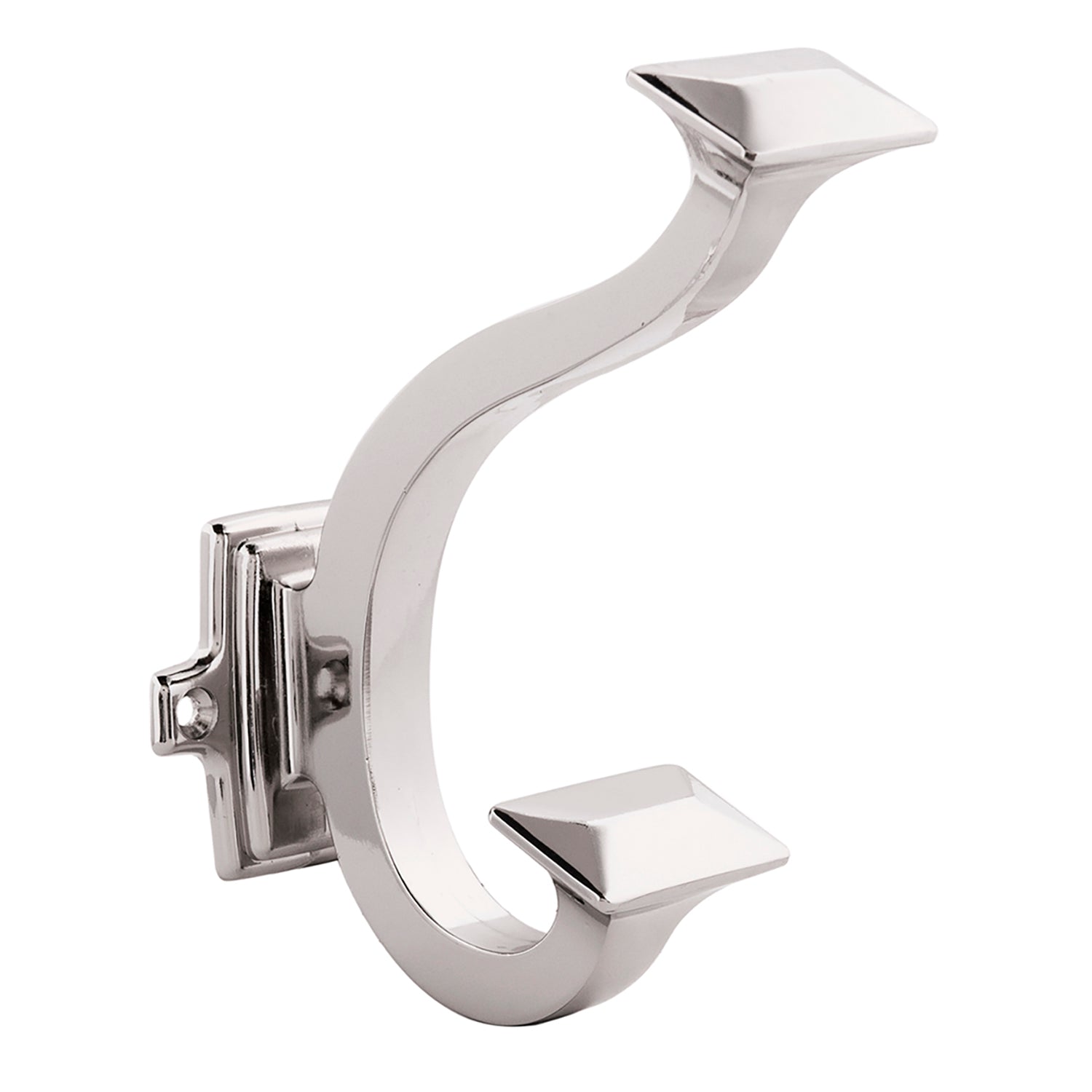 Bungalow Signature Hook 1.5 Inch Center to Center Polished Nickel Finish - Perfect for Hanging Towels, Robes, and Coats in Bathrooms, Bedrooms, and Entryways