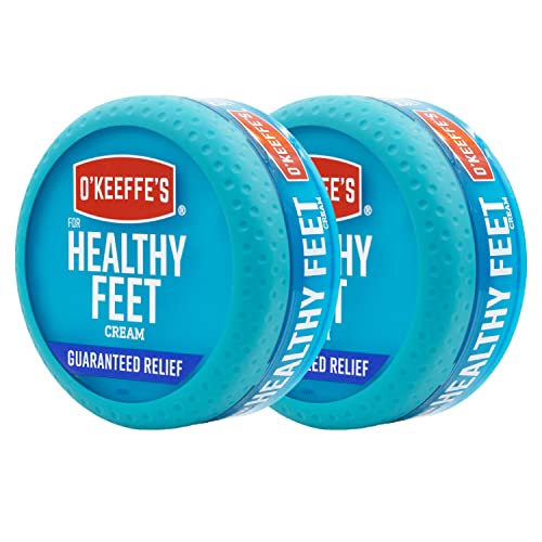 O'Keeffe's Healthy Feet Foot Cream for Dry Cracked Feet - Ultra Hydrating Moisturizer, 3.2 oz Jar (2-Pack) - Best for Heel Repair & Overnight Foot Care