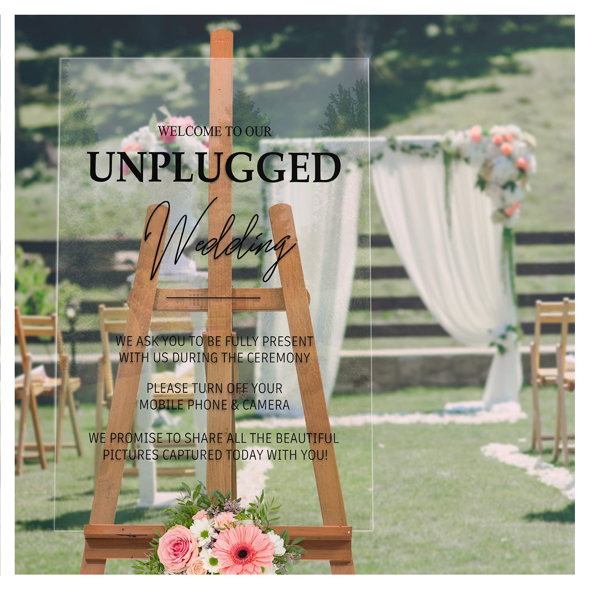 Unplugged Wedding Ceremony Sign - Elegant Welcome Sign for Distraction-Free Weddings - Rustic Wedding Decor for Unplugged Ceremonies - Perfect for Outdoor, Beach & Church Weddings