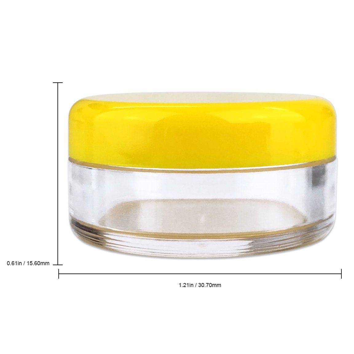 50-Pack 5G/5ML Clear Round Jars with Yellow Lids - Ideal for DIY Skincare, Scrubs, Oils, Toners, Salves, Creams, Lotions, Makeup Samples & Lip Balms - Perfect for Home Spa, Beauty Products & Travel Containers