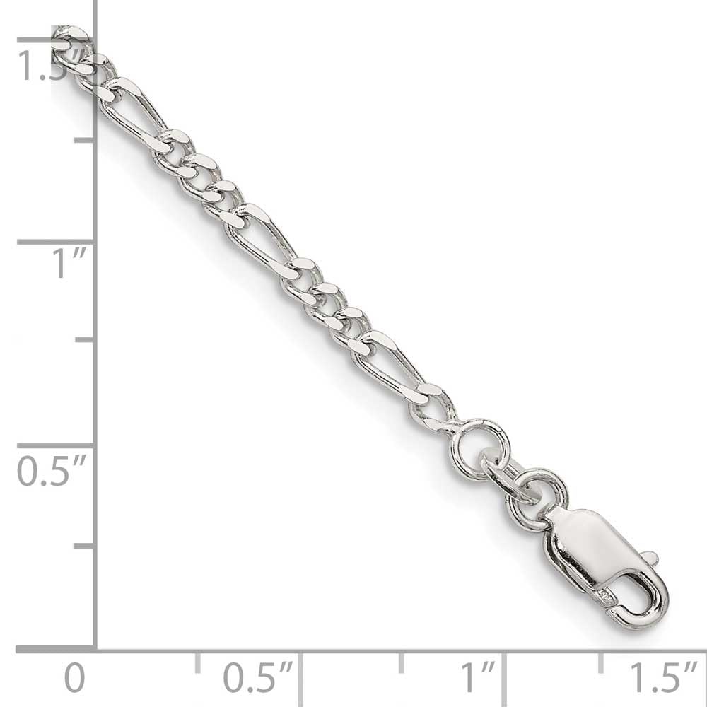 Sterling Silver 2.5mm Figaro Chain Anklet for Women - Dainty Adjustable Ankle Bracelet - Perfect for Everyday Wear, Beach Vacation & Boho Style Outfits