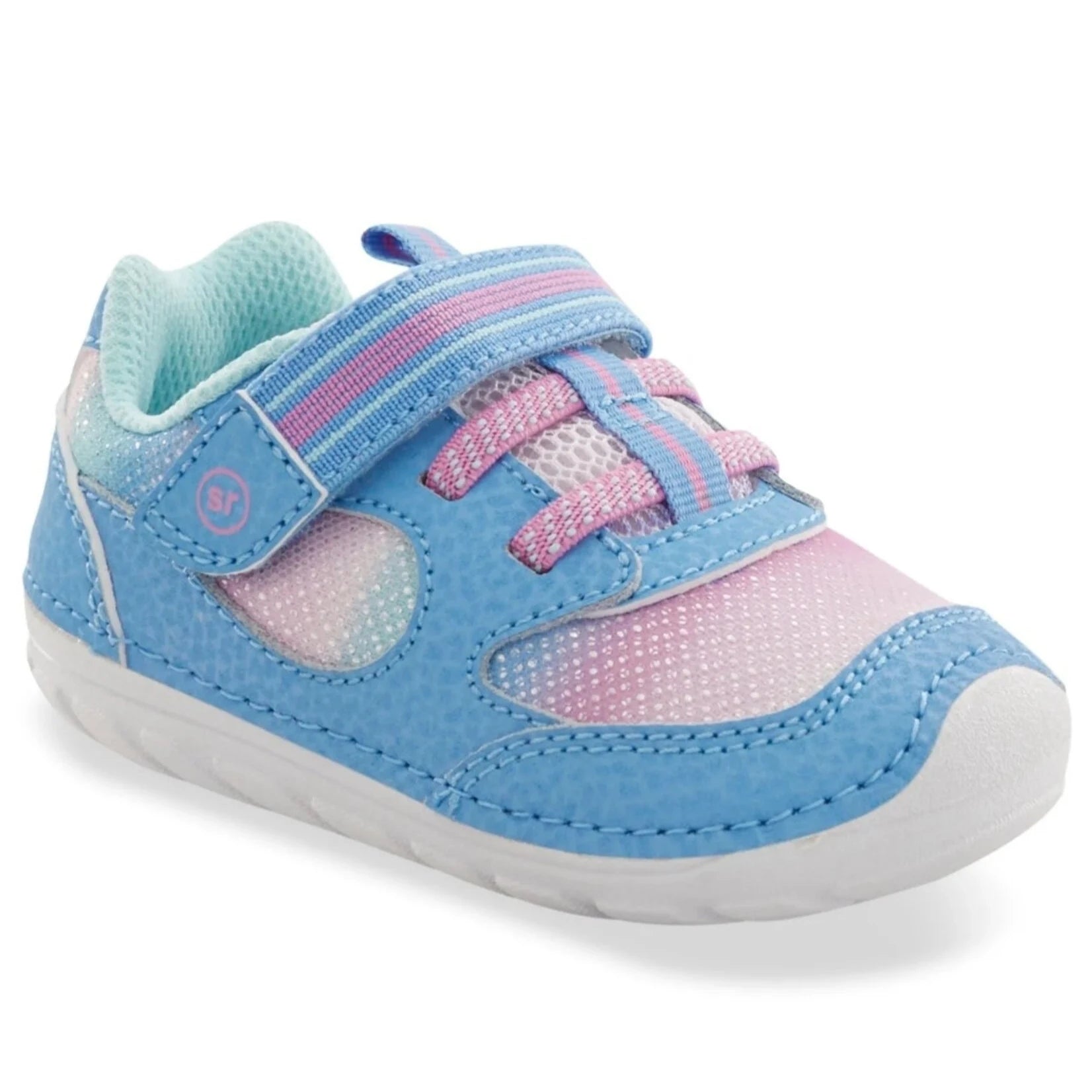 Stride Rite Light Blue Pink Turbo Soft Motion Toddler Sneakers - Comfortable Walking Shoes for Kids, Breathable & Flexible Design - Perfect for Playtime, School & Outdoor Activities