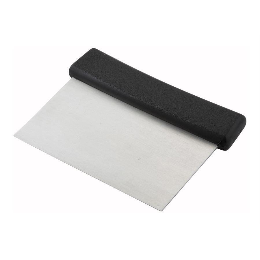 Winco 6x3 Dough Scraper with Comfortable Black Handle - Perfect for Baking, Pastry Making, and Kitchen Prep Work