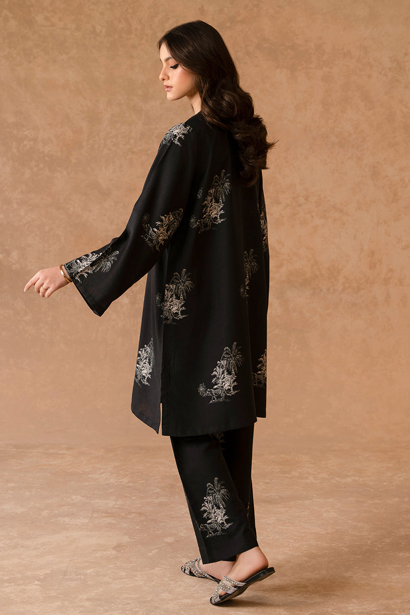 Midnight Mist 2-Piece Linen Printed Suit for Women - Breathable Summer Outfit for Casual Wear, Office & Special Occasions