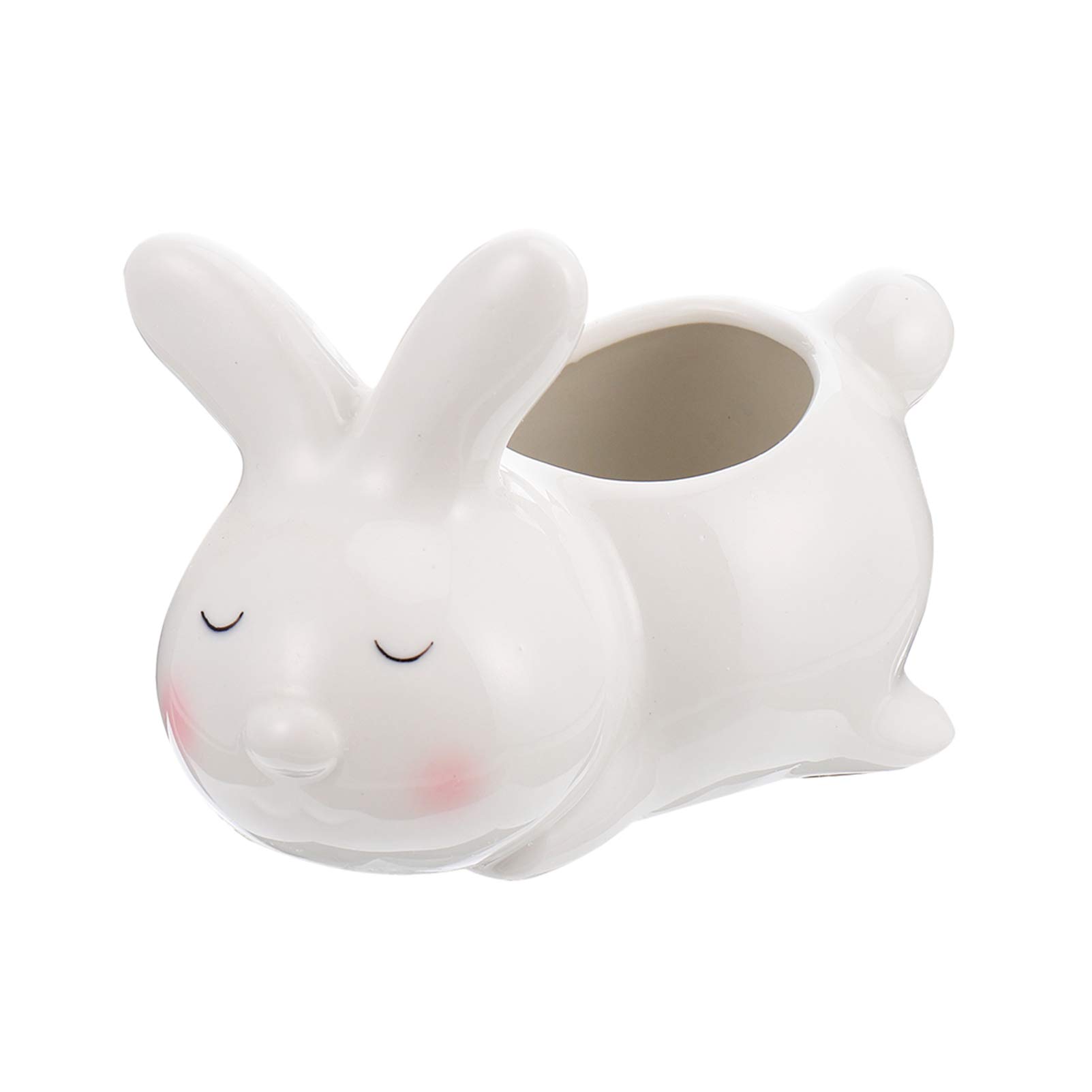 Cute Rabbit Ceramic Succulent Planter - Small Cactus & Flower Pot with Drainage Hole for Home Decor, Office Desk, or Garden | Bonsai & Mini Plant Container