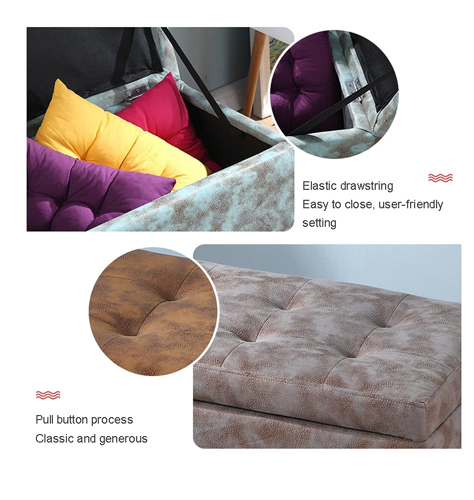 Upholstered Storage Ottoman Bench with Padded Seat - Multi-Functional Entryway Stool, Footrest & Coffee Table for Living Room - Easy Assembly Home Storage Solution | Perfect for Small Spaces, Bedroom Organization & Entryway Decor