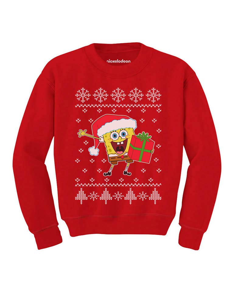 Tstars Spongebob Santa Ugly Christmas Sweater for Toddlers & Kids - Festive Holiday Party Outfit, Family Matching Christmas Pajamas, Xmas Gift for Boys & Girls