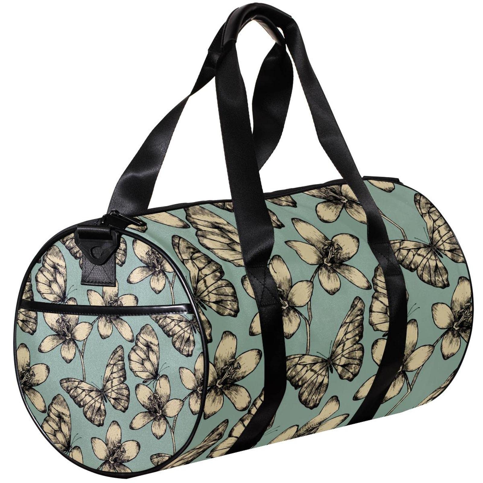 Women's Butterfly Green Gym Duffle Bag - Perfect for Workout & Sports