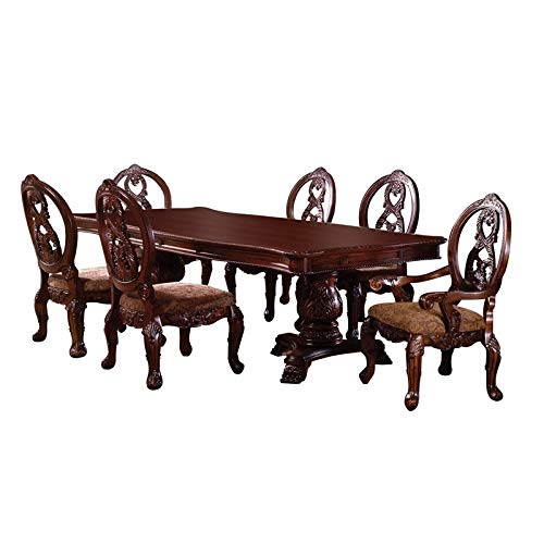 Furniture of America Girna 7-Piece Wood Dining Room Set in Antique Cherry Finish - Perfect for Family Meals & Entertaining Guests