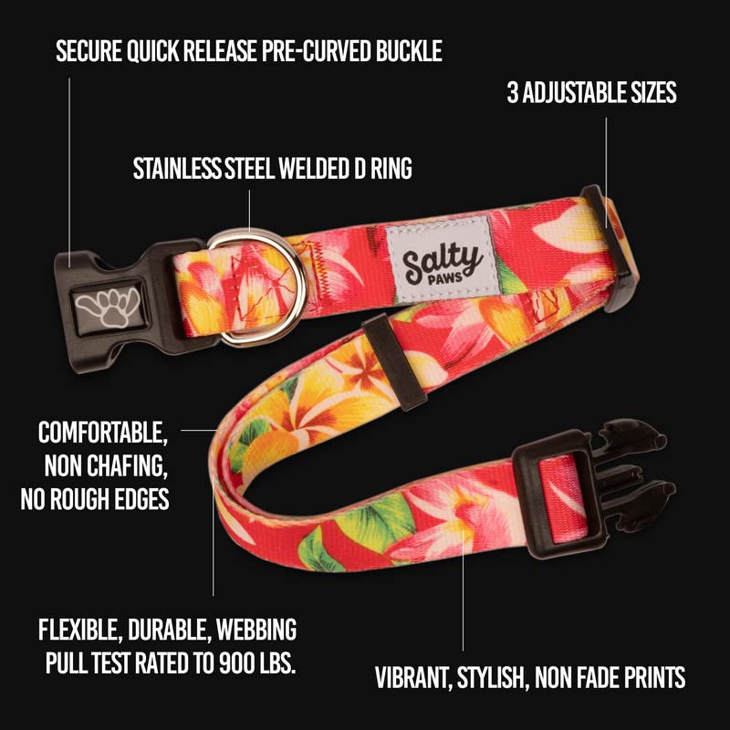 Shaka's Salty Paws Adjustable Dog Collar for Small, Medium & Large Dogs (18