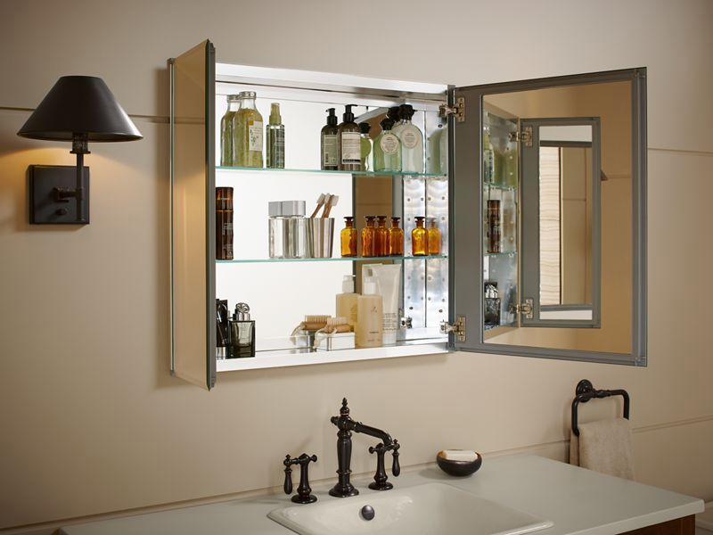 30 x 26 Inch Aluminum Medicine Cabinet with Mirror - Kohler CB CLC3026FS for Bathroom, Vanity & Home Decor